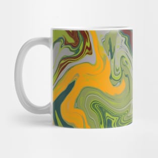 Shades of Moody Green Yellow and Brown Aesthetic Marble Pattern Mug